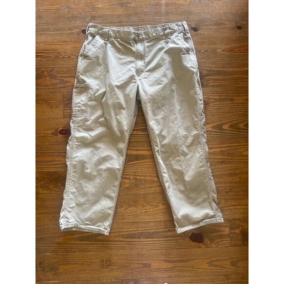Carhartt Khaki Loose Original Fit Canvas Carpenter Pant, 42x30 - Picture 3 of 11